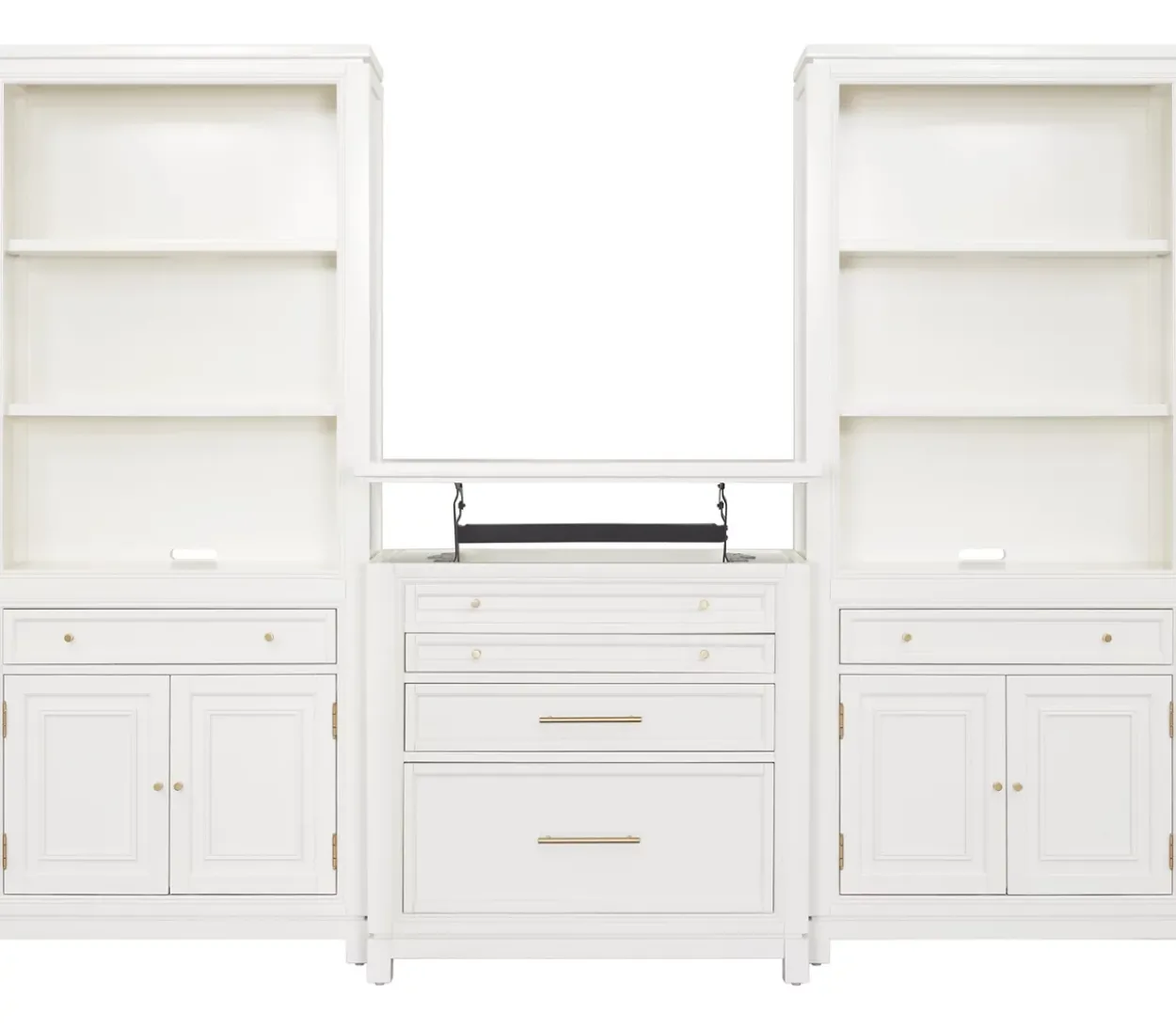 Mabry Bookcase Wall with Lift Top File Cabinet
