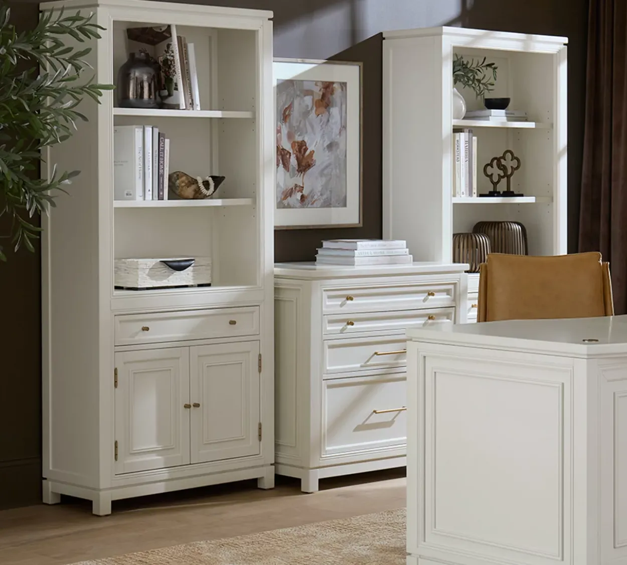 Mabry Bookcase Wall with Lift Top File Cabinet